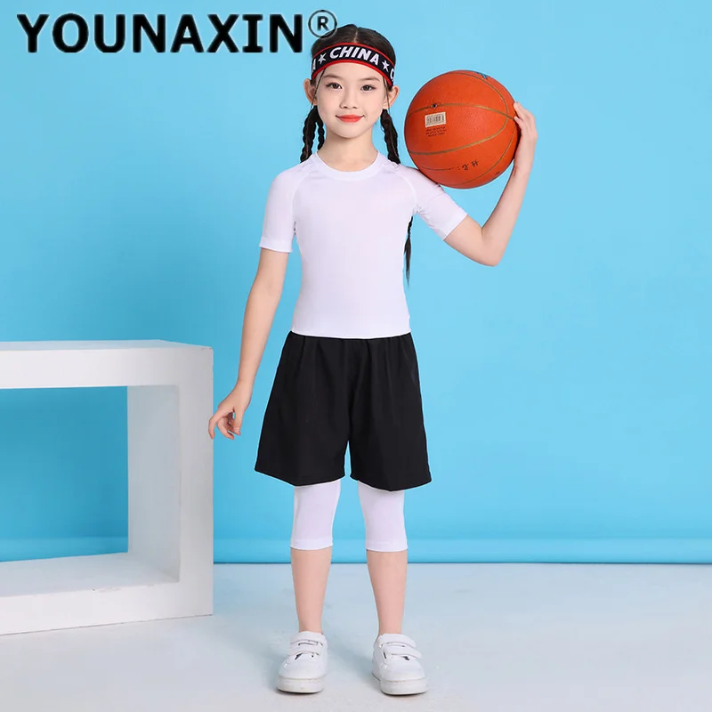 

3 Pcs Unisex Children's Sportswear Short-sleeves T-shirts+Cropped Pants+Shorts Boy Kids Running Girl's Activewear M L XL 2XL 3XL