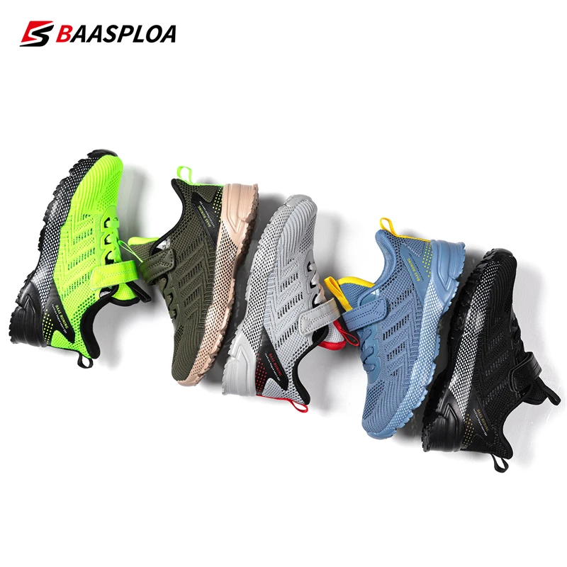 Baasploa New Kids Running Sneakers Lightweight Sport Shoes for Kids Breathable Mesh Walking Tenis Shoes for Boys Free Shopping