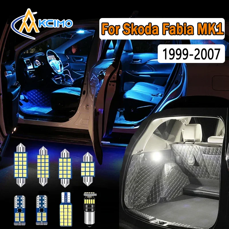 

For Skoda Fabia MK1 Hatchback Saloon Combi 99- 07 LED Interior Signal Lights Kit - Super Bright Door Footwell Ambient Lighting