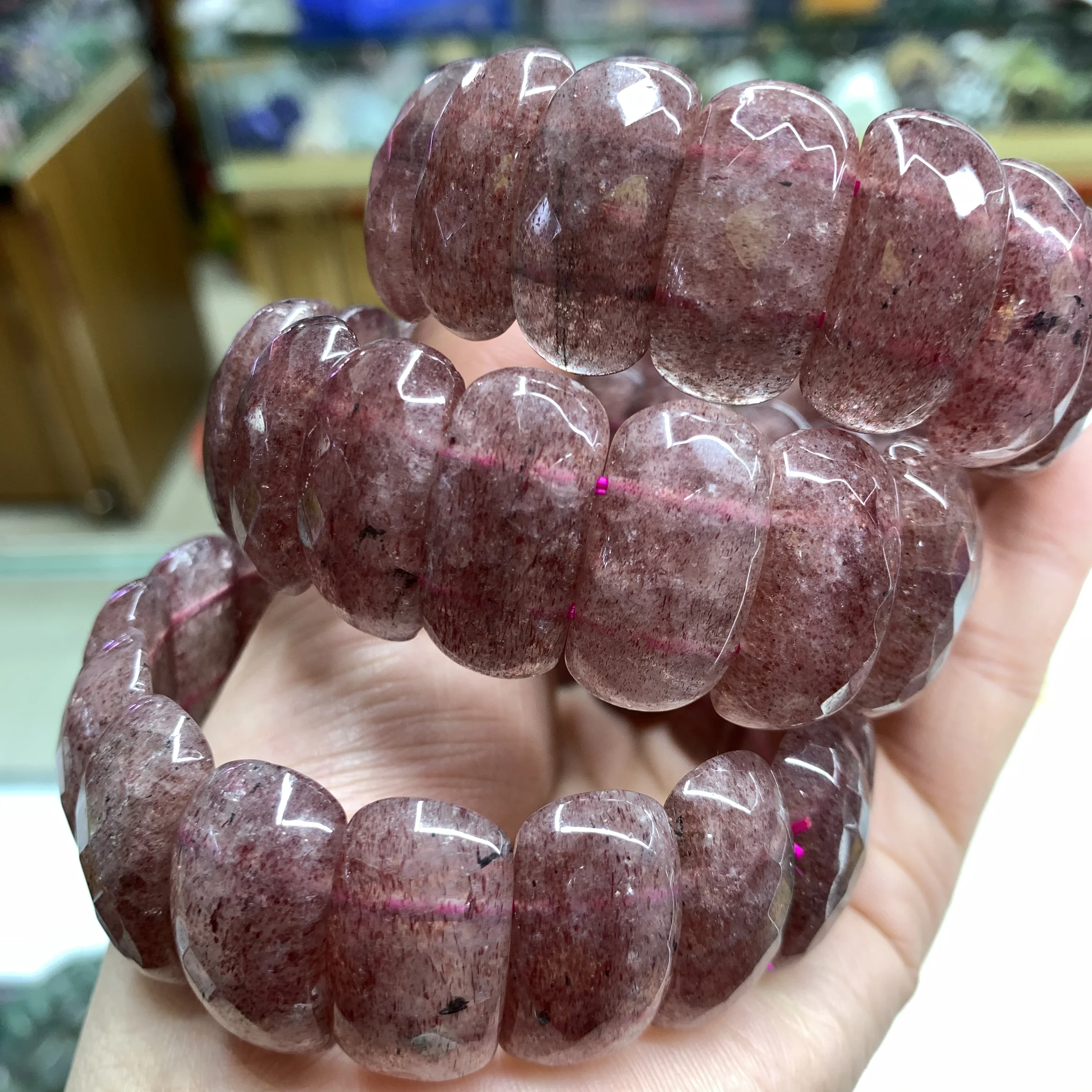 2025 جديد الفراولة الحمراء حجر الكوارتز الخرز سوار سوار الأحجار الكريمة الطبيعية للمرأة للهدايا بالجملة! #6