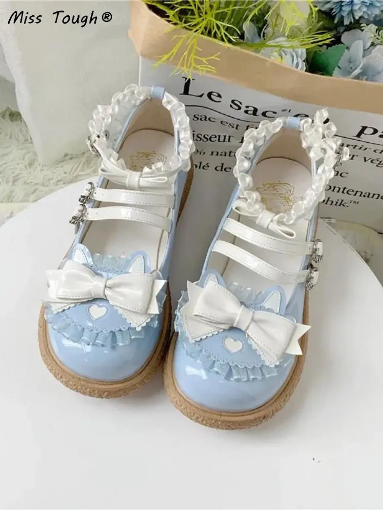 2022 estate Lolita sandali dolci donna stile giapponese Kawaii carino Mary Janes scarpe fibbia ad arco Designer punta tonda scarpe Casual