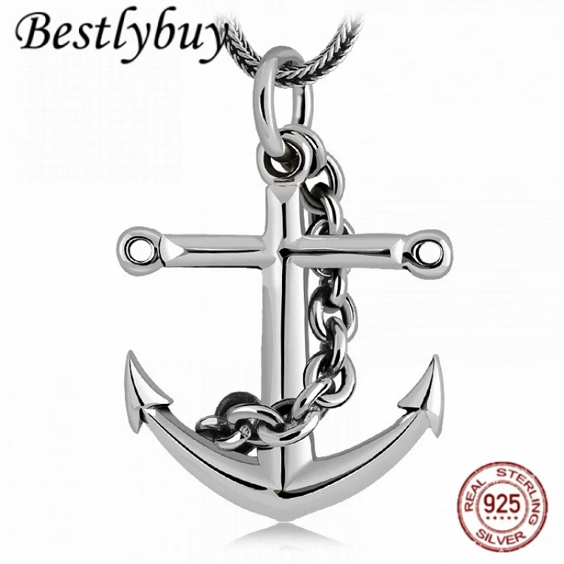 

Authentic 925 sterling silver personalized fashionable boat anchor European and American style men's and women's pendant