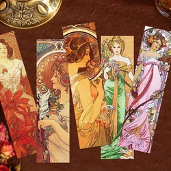 30pcs Mucha Bookmarks Classic Painting Gifts Art Set Creative Bookmarks Personalized Exquisite Cultural and Creative Cards﻿