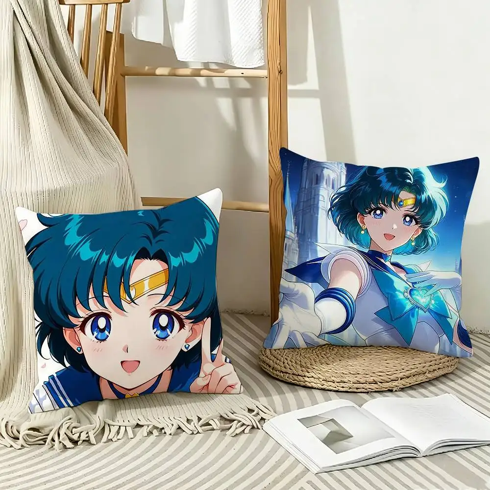 Ami Mizuno Sailor M-Mercury  Pillow Case Pattern Printed Pillowcase For Living Room Sofa Cushion Cover