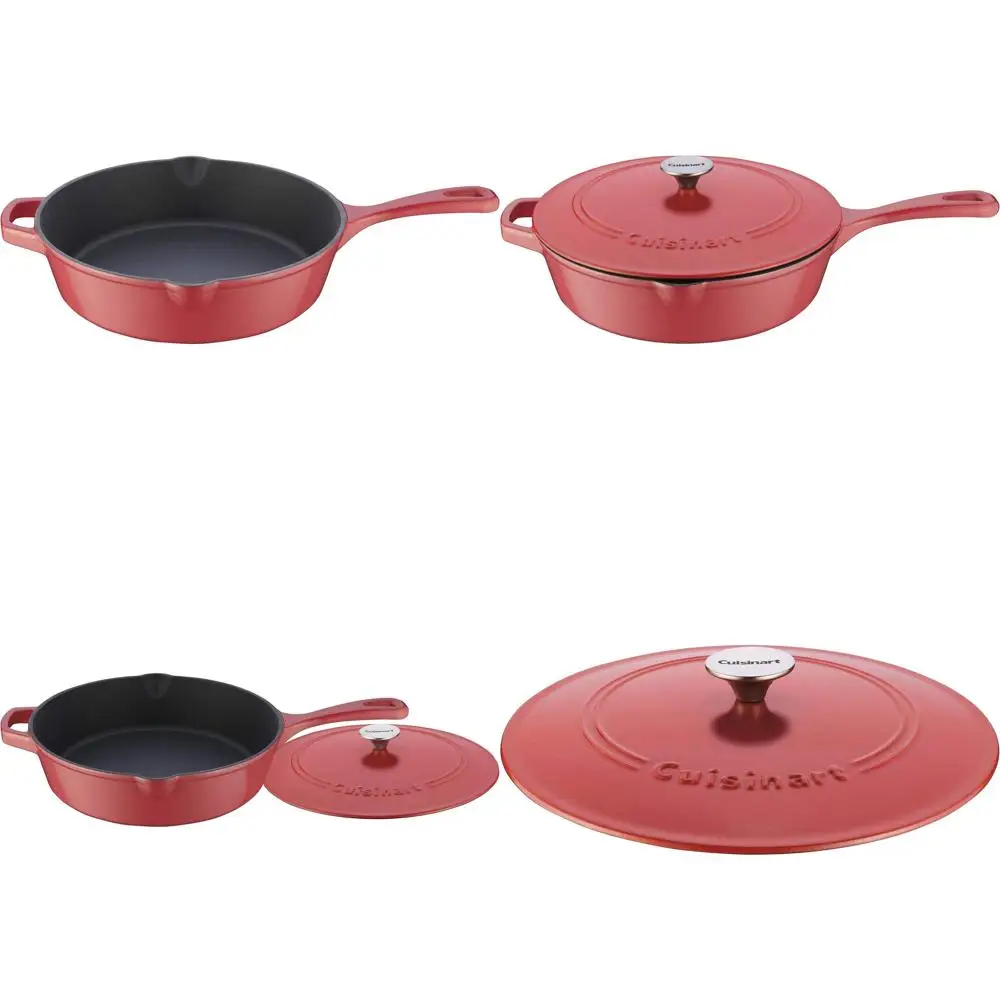 

12-Inch Porcelain Enameled Chicken Roaster with Lid, 4.5 Quart Capacity, Oven and Induction Safe, Peony Pink