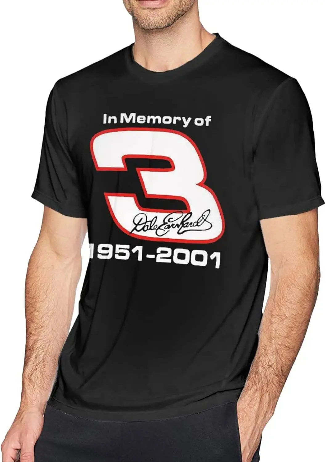 Teen Dale Number 3 Earnhardt Race Car Driver T Shirt Crew Neck Short-Sleeve T Shirt, Wicking Cotton Tees Tops Shirt for Mans