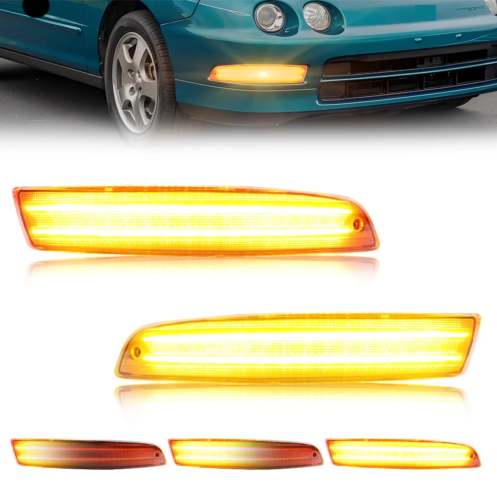 

2Pcs Front Bumper Turn Signal Light Parking Light DRL Light W/Sequential Dynamic LED For 1994 1995 1996 1997 Acura Integra