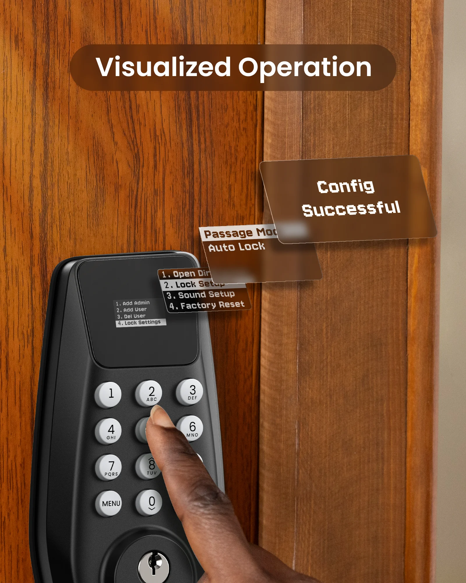 DESLOC ล็อคประตู Keyless Entry พร้อมจอแสดงผล, ปุ่มกด Deadbolt, ล็อคอัตโนมัติ, รหัส PIN 100, โหมด Passage, อายุการใช้งานแบตเตอรี่ 1 ปี