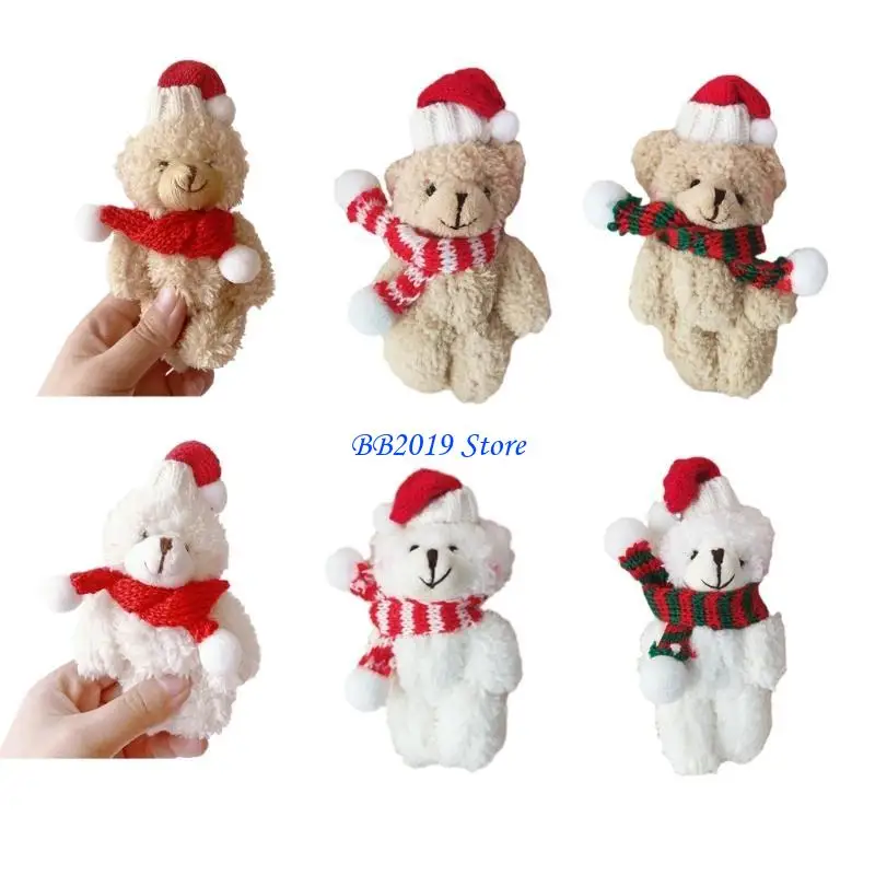 Q0KB Plush Christmas Bear Chain Ornament Bear Hanging Pendant for Bag Purse Backpack Pendants Stuffed Doll Keyring