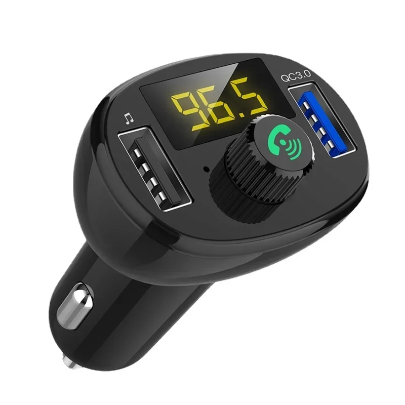 

BT23 Car Mp3 Hands-free Player Car Cigarette Lighter Fm Card Machine Digital Display Dual Usb Car Charger QC3.0 Fast Charging