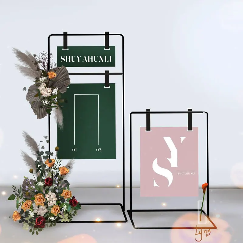 

New wedding props wrought iron square shelf indicator iron frame welcome area flower stand ornament stage background decoration
