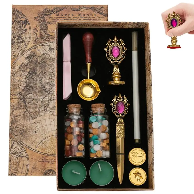 

Sealing Wax Fire Paint Tool Sealing Stamps Kit Non-Sticky Fire Lacquer Paint Set Wax Seal Stamp Hot Stamping Gift Box For