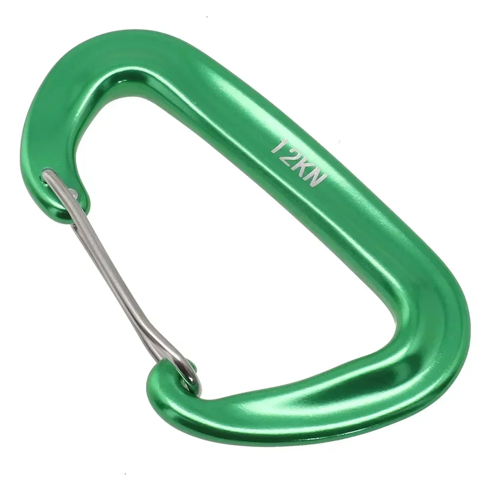 1PCS Durable 12KN D Carabiner Key Aluminum Wire Gate Spring Clip Locking Backpack Camping Hiking Climbing Equipment