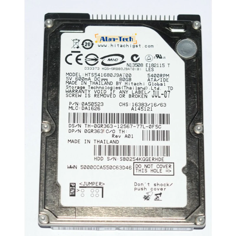 For H-ITACHI HTS541680J9AT00 80 GB HDD 2.5