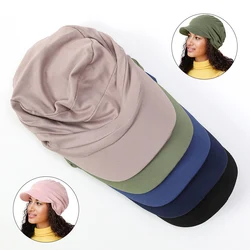 Autumn Winter Soft Casual Hat Women Girl Warm Versatile Pullover Hat Beanies Short Brim Fashion Outdoor Sports Windproof Bonnet