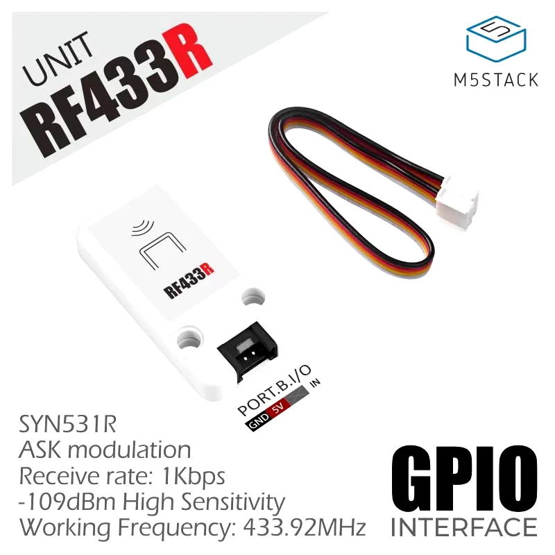 5Pcs  Original Official M5Stack RF433R  RF UNIT 433MHz Receiver (SYN513R) Wireless Remote Control Automation Application