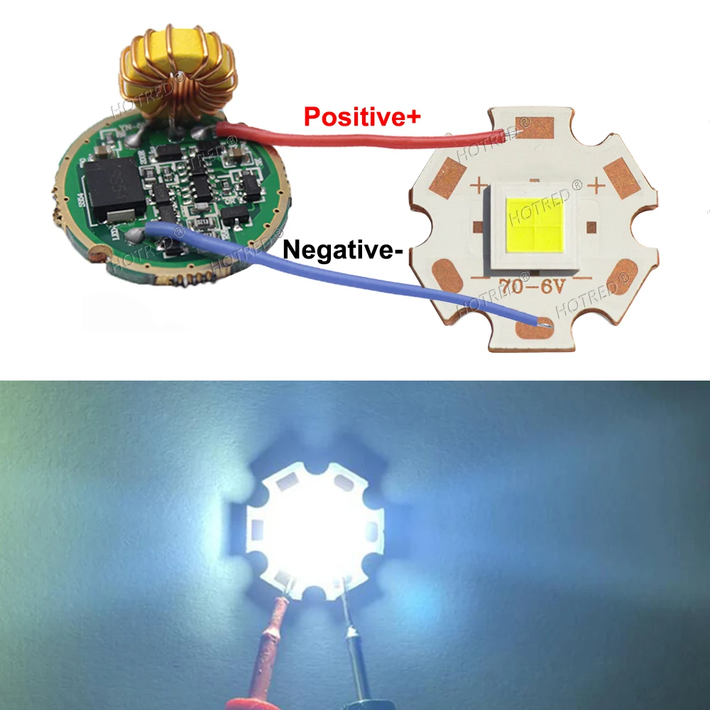 XHP70.3 40W LED XHP7070 HI Flat Chip 20mm Cold White Bead+Torch Flashlight Current Driver Lens Set DC6V 12V 15V 26mm 1Mode 5Mode