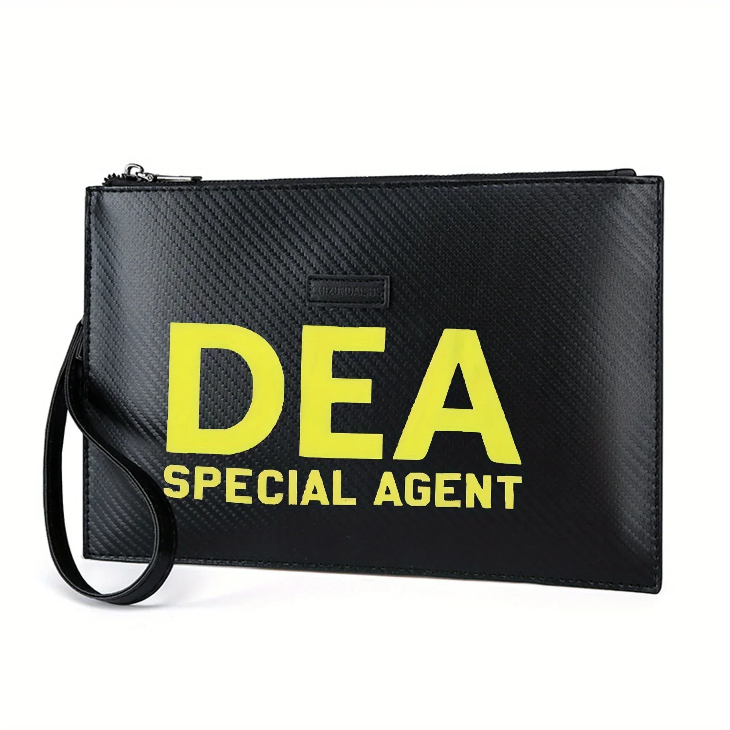 

DEA, Special Agent, желтые буквы на черном цветах. Элегантная мужская сумка из искусственной кожи с принтом. Модная и практичная для повседневной носки.