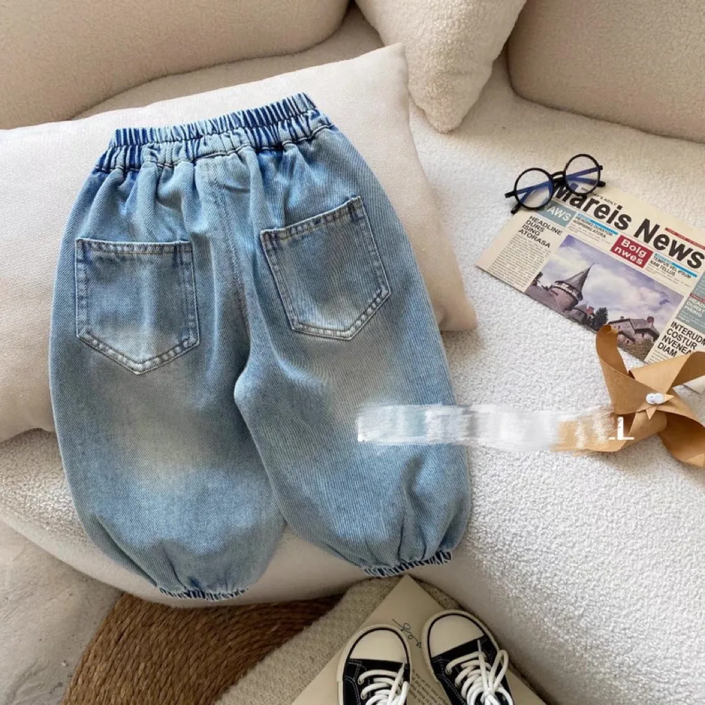 New Boys Ripped Jeans 2025 Children's Loose Lantern Pants Baby Trendy Cool Spring Pants