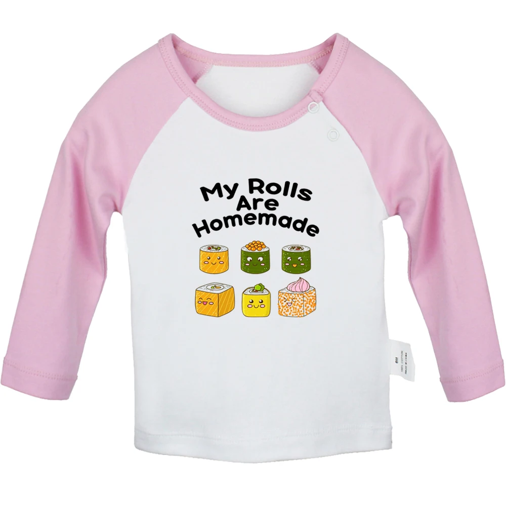 

iDzn New My Rolls Are Homemade Cute Baby T-shirts Kids Long Sleeves Tees 0-24M Infant Fun T shirt Boys Girls Tops Clothes