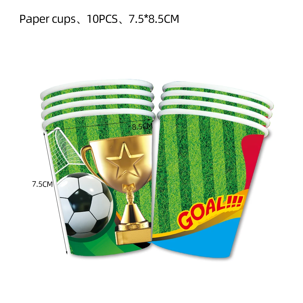 Groene Voetbal Kampioen Thema Baby Douche Voetbal Wegwerp Servies Papier Cups Servetten Platen Verjaardag Decoratie