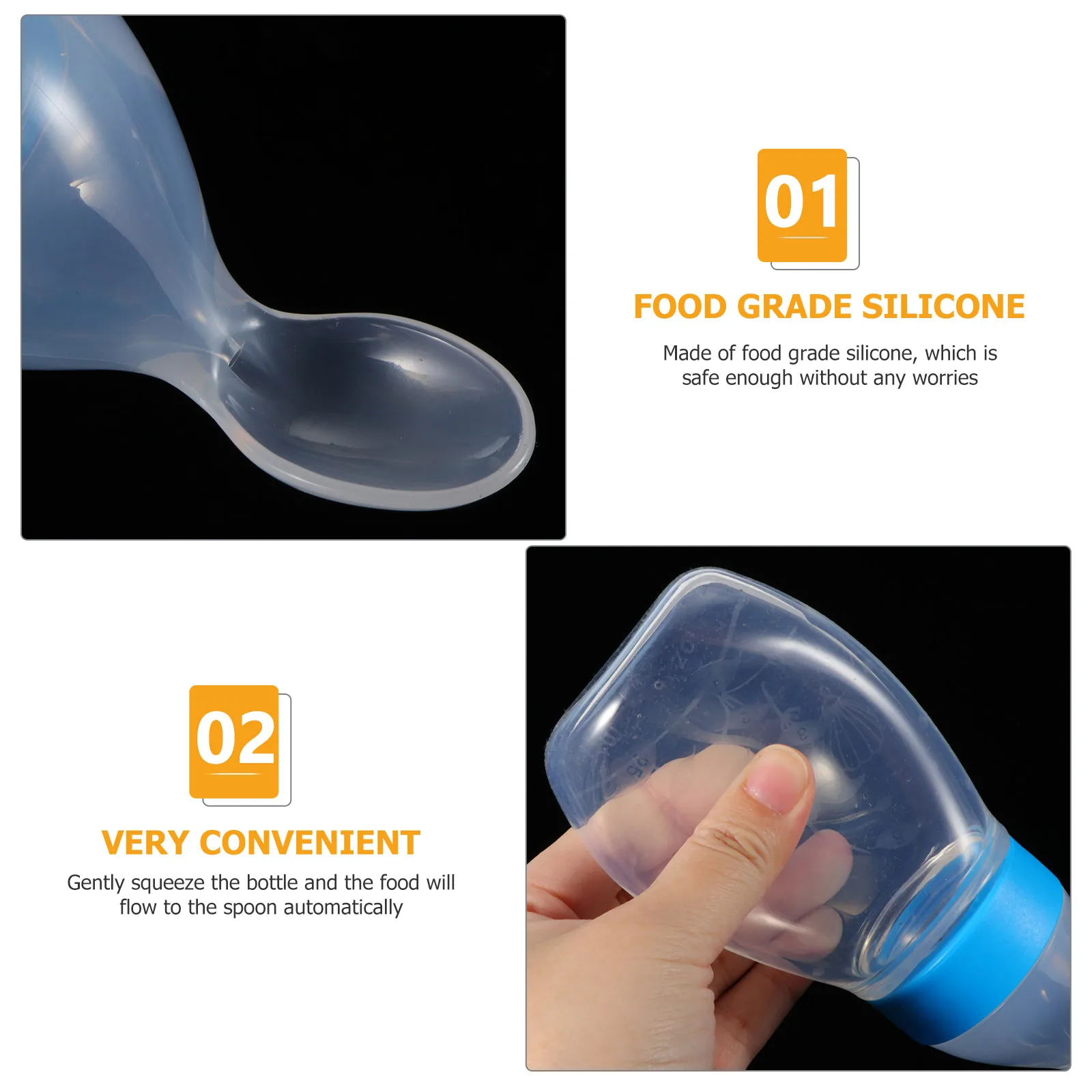 

2pcs Silicone Feeding Containers Infant Squeeze Feeders For Pureed Food Breast Milk Formula Rice Cereal Feeders Measurement