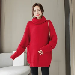 Maternity Sweaters  Winter Turtleneck Loose Pullovers Thick Warm Knitted  Clothes for Pregnant Women Pregnancy Tops