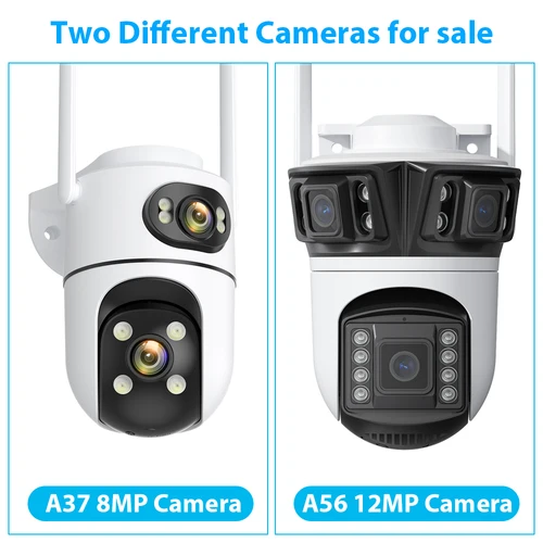 Imagen 2 del producto Cámara IP WIFI de tres pantallas de 12MP 6K para exteriores, cámara PTZ de doble lente de 8MP 4K, detección humana Ai, cámara de seguridad de vídeo CCTV, aplicación iCsee