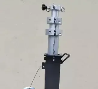 movable light pole winch up type mast 6m to 12 meters TV antenna tower telescopic mast with tripod and wheel