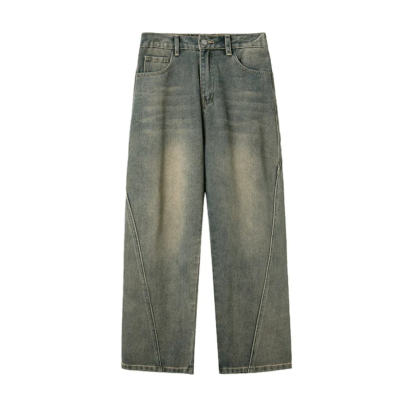 

Men's jeans Baggy Casual Autumn Winter Make old Black pants American style Fashion Retro Straight Stretch Trousers for men