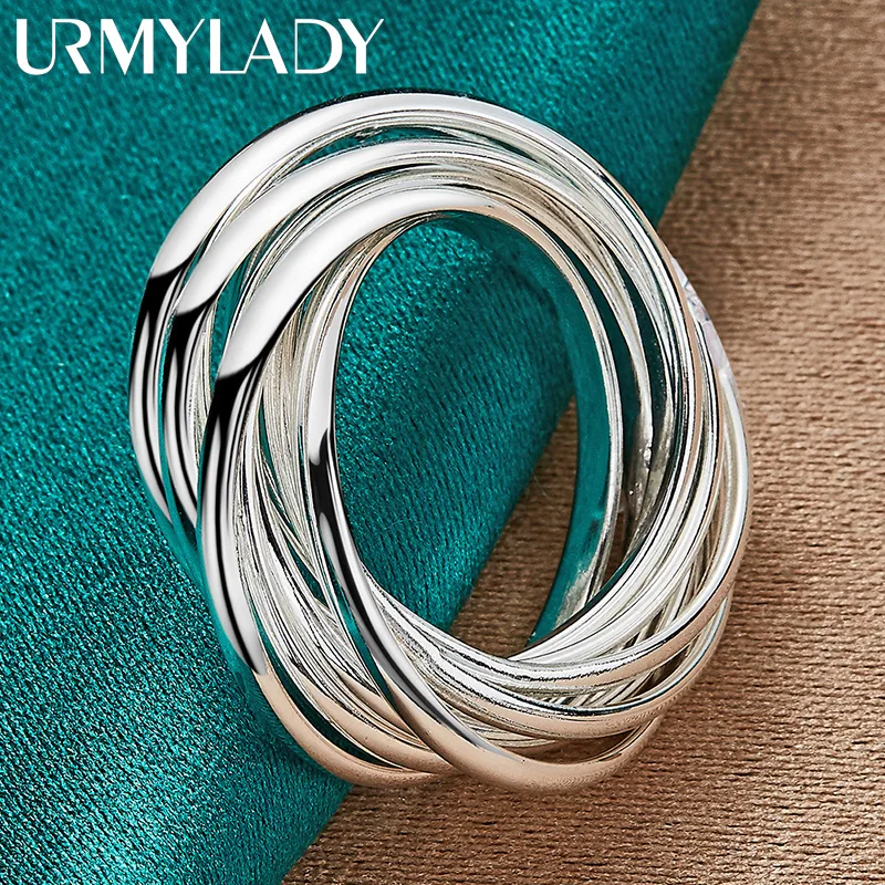 

URMYLADY 925 Sterling Silver Five Rings 7-10# Ring For Women Wedding Party Fashion Charm Jewelry