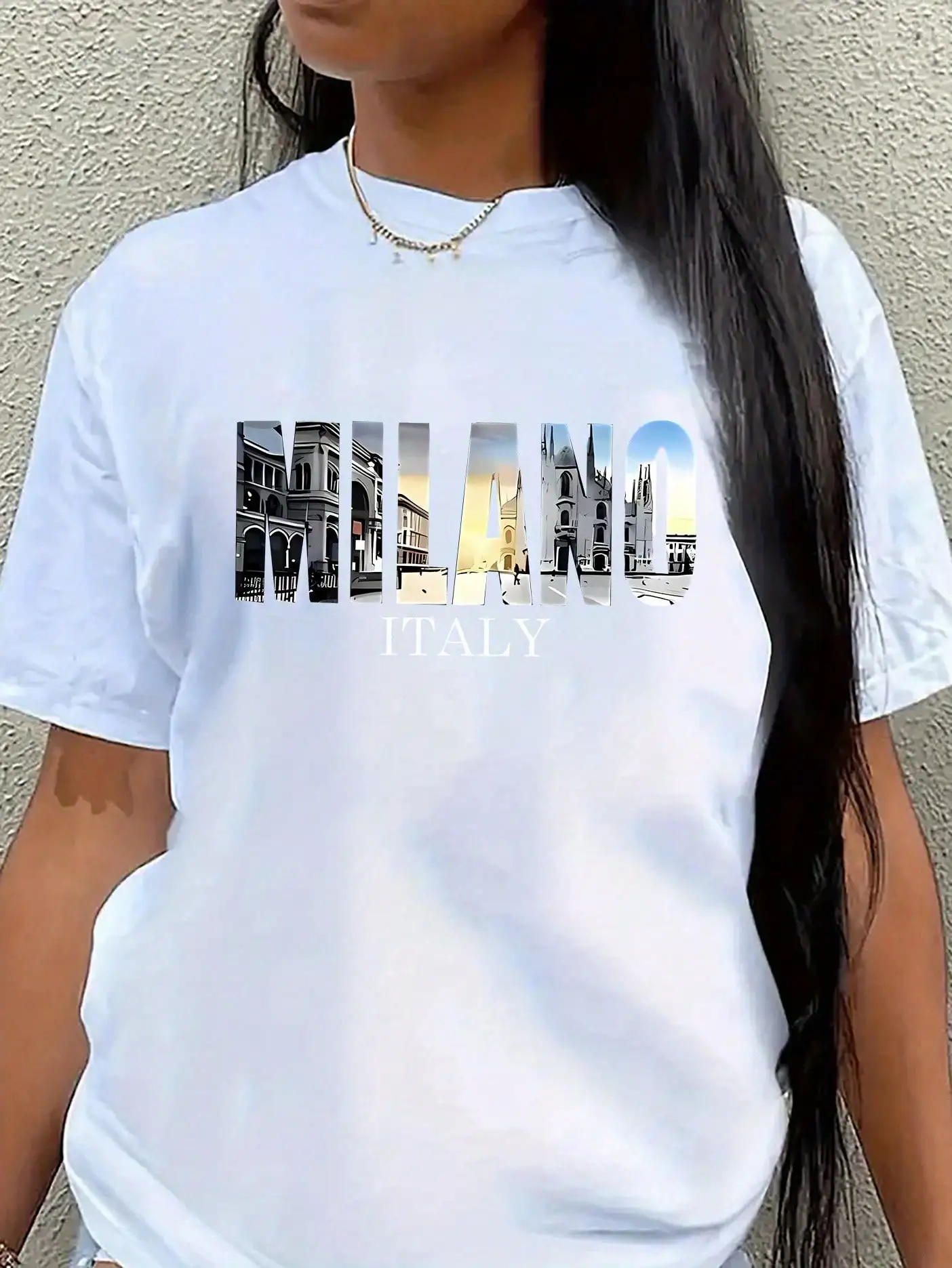 1PC ميلانو إيطاليا طباعة هندسية المرأة عارضة الرياضة المحملة، جولة الرقبة قصيرة الأكمام، بسط، نمط ناضجة