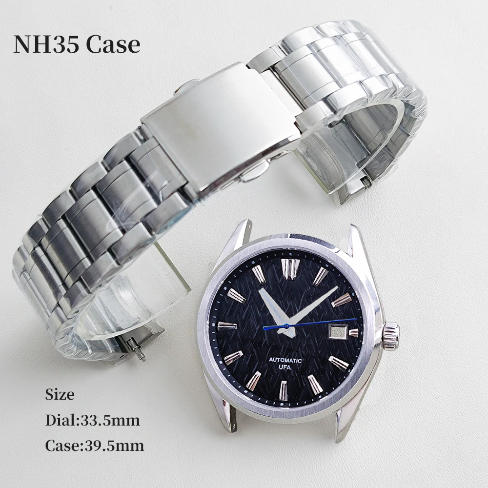 

NH35 GS watch case 39.5mm sapphire glass diving case custom logo texture dial polished hands high-quality set men's watch parts