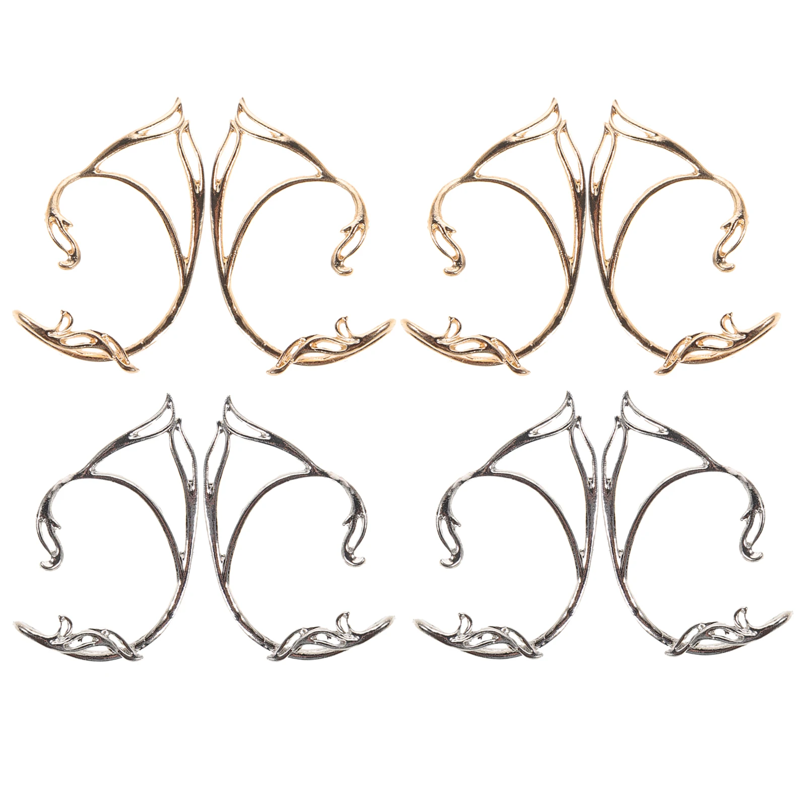 

8pcs Non-Piercing Elf Ear Cuffs Metal Wrap Earrings For Women Fairy Style Retro Jewelry Party Wedding Festival Gift