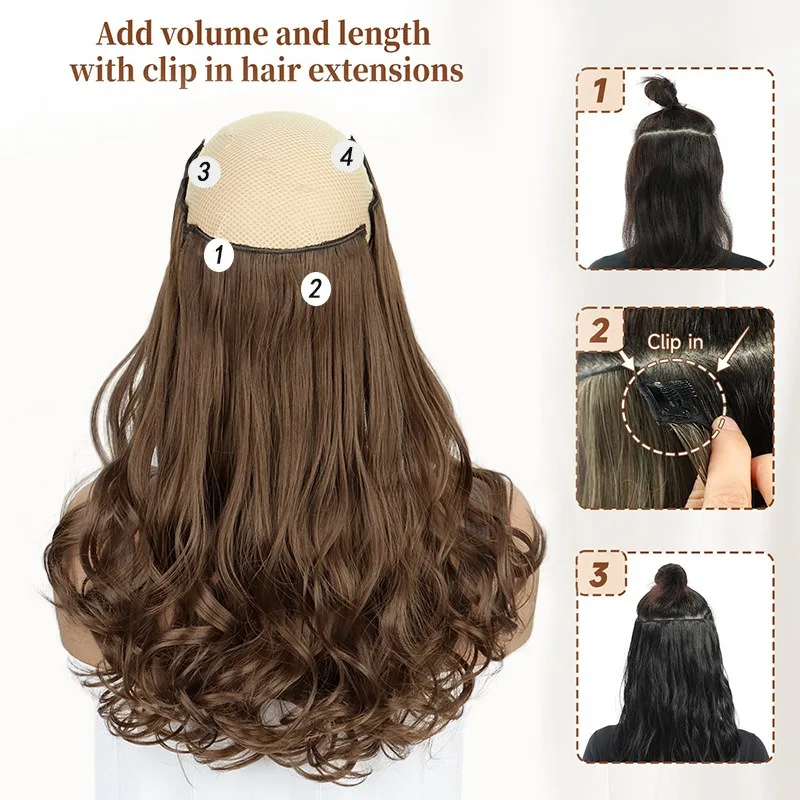 합성 11 클립 클립 인 헤어 익스텐션짧은 머리 내열성 헤어피스 여성용 천연 물결 모양 옴브레 헤어 피스