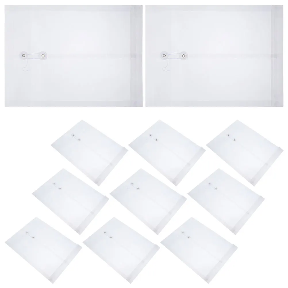 

12pcs File Pockets Clear Document Folder Portable Office Stationery Holder Reinforced Rope Closure Lightweight PP for Receipts