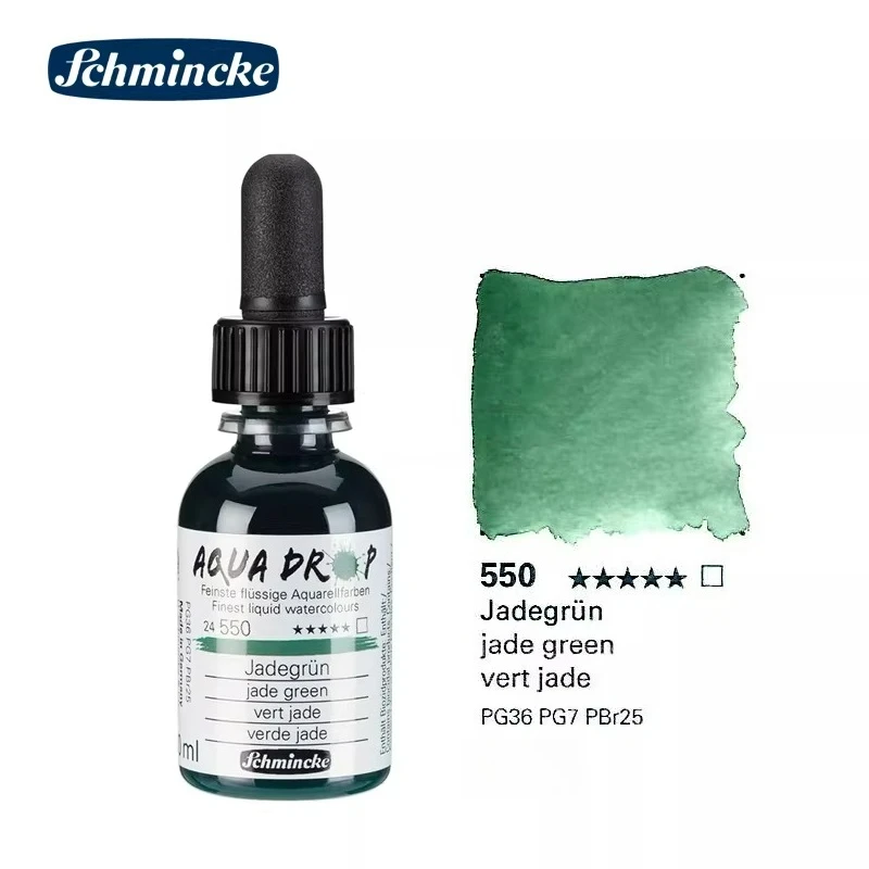 Duitsland Schmincke-AQUA DROP, vloeibare aquarelverf op pigmentbasis, 30 ml pipetfles, voor aquarelverf, stedelijke schetsen, lichtbestendig