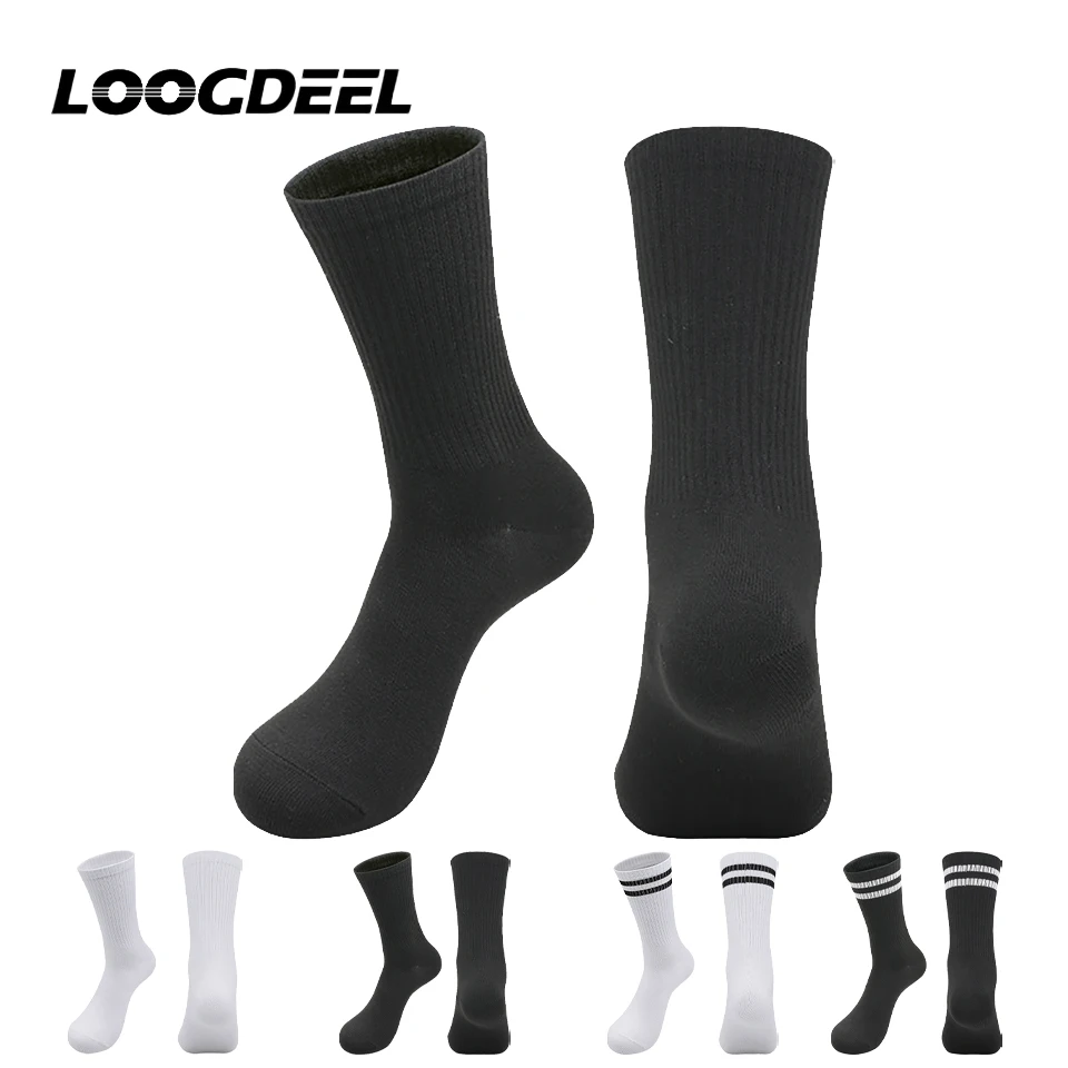 

Loogdeel 1 Pair Large Medium Children's Socks Adult Thin Non-slip Professional Basketball Socks Pure High-top Crew Sports Socks