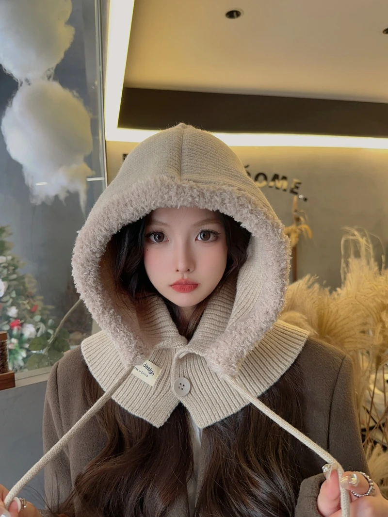 Korean Winter Solid Color Hat Warm Knitted Hat Knitted Ear Protection Winter Shopping Hat For Women