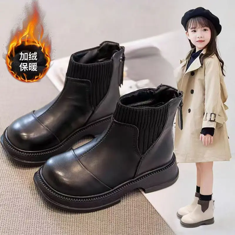 

2025 New Kids Ankle Boots for Girls Winter Toddler Fleece Boots Non-slip Breathable Lining School Shoes for Girls Boots