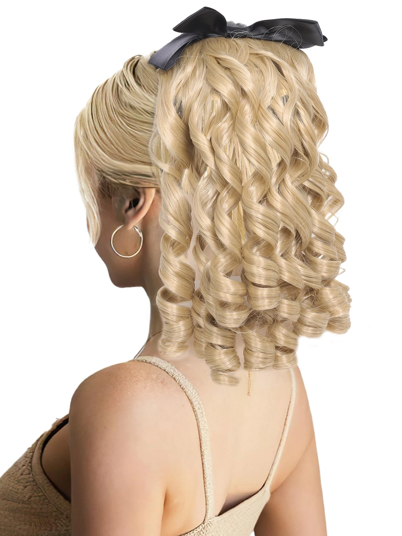 OLACARE Synthetic Retro Ponytail with Comb Europen Princess Curly Puff Ponytail Clip in Hair Tail Natural False Hair Extension