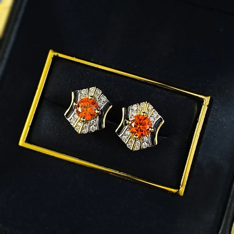 

Серьги Xiaohongshu из серебра 925 пробы с позолотой 50, розовые, антикварные, оранжевые, Fanta, простые, модные и универсальные