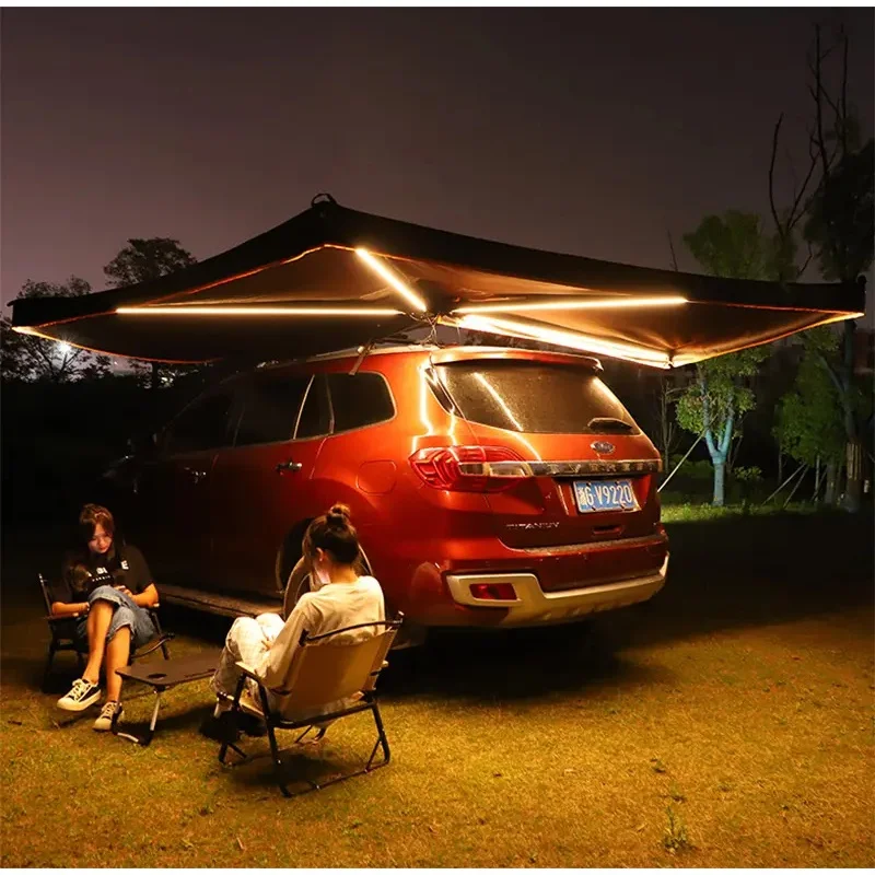 Awning Car Side Awning for Vehicles, Tent Aluminum 600D Oxford Cloth Roof Top, UV Thermal Insulation, Rainproof,  270 Degree