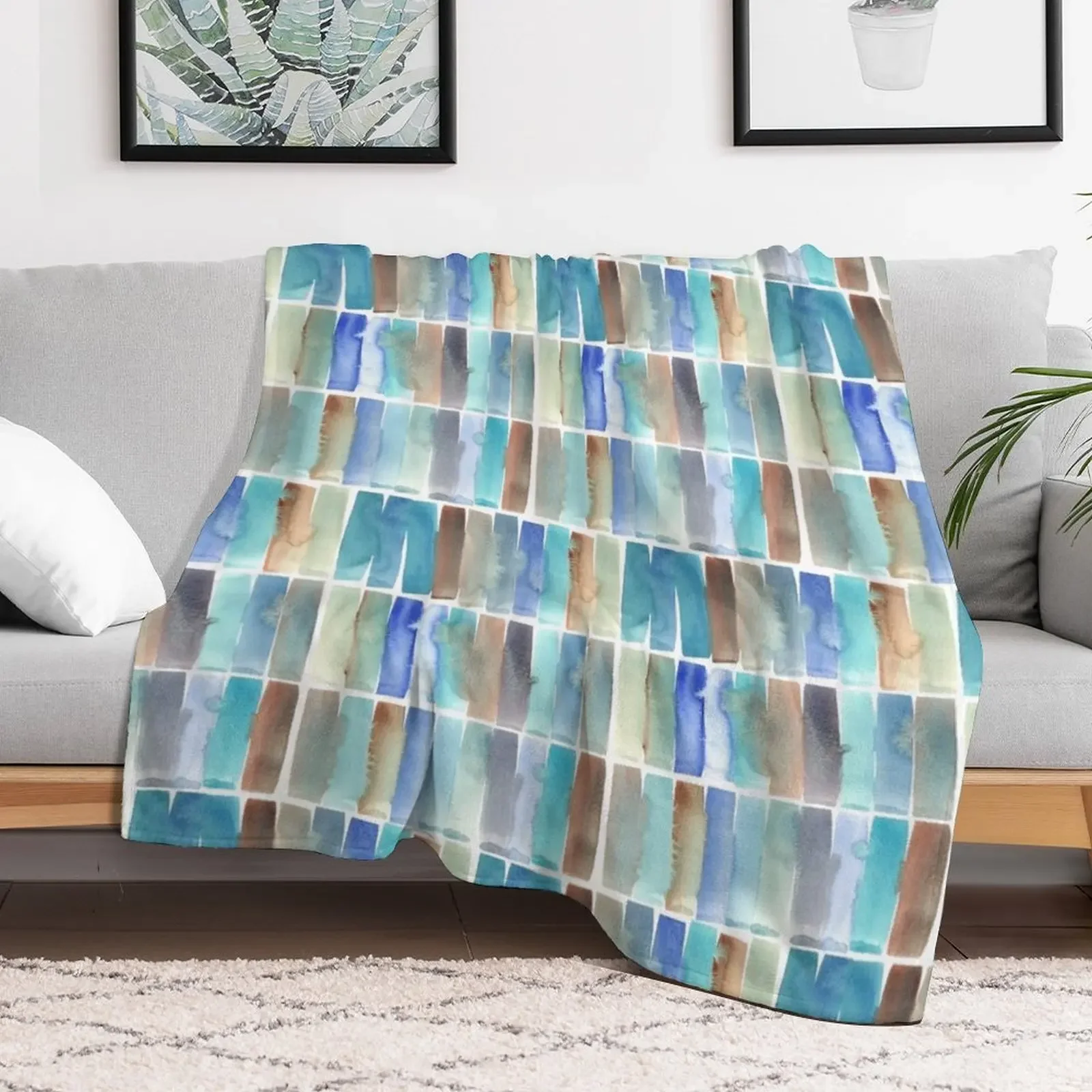 Eucalypt paling fence - turquoise Throw Blanket Bed linens Sofa Throw Blankets