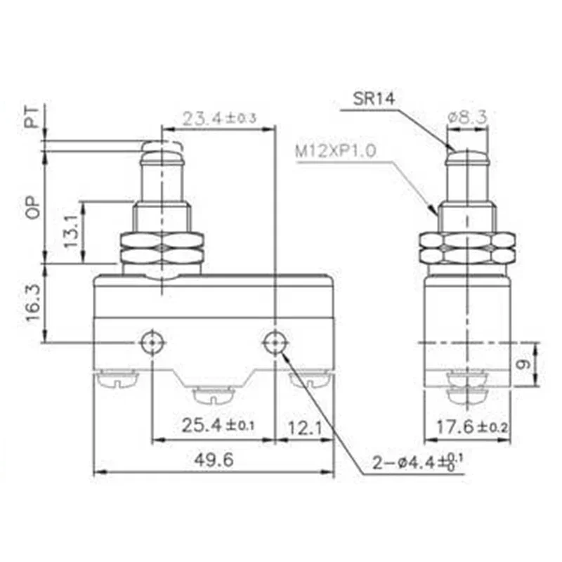 TM-1307 Parallel Roller Plunger Actuator Momentary Micro Limit Switch