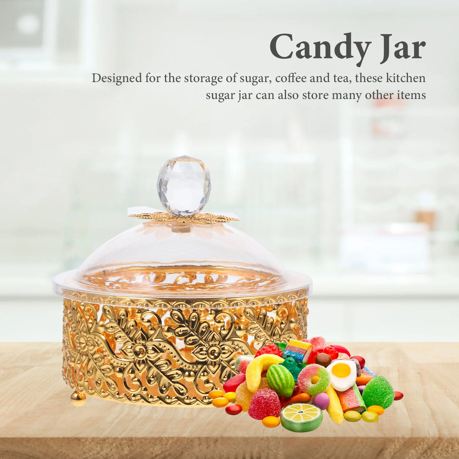 Food Containers Palace Style Sugar Cup Jar Snack Storage Candy Chocolate Bowl Golden Small With Lids Snacks