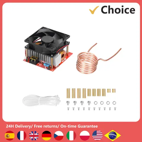 1000W ZVS 유도 가열 보드 모듈 DIY 소형 부품 경화 어닐링 용 구리 튜브가있는 저전압 코일 플라이 백 드라이버