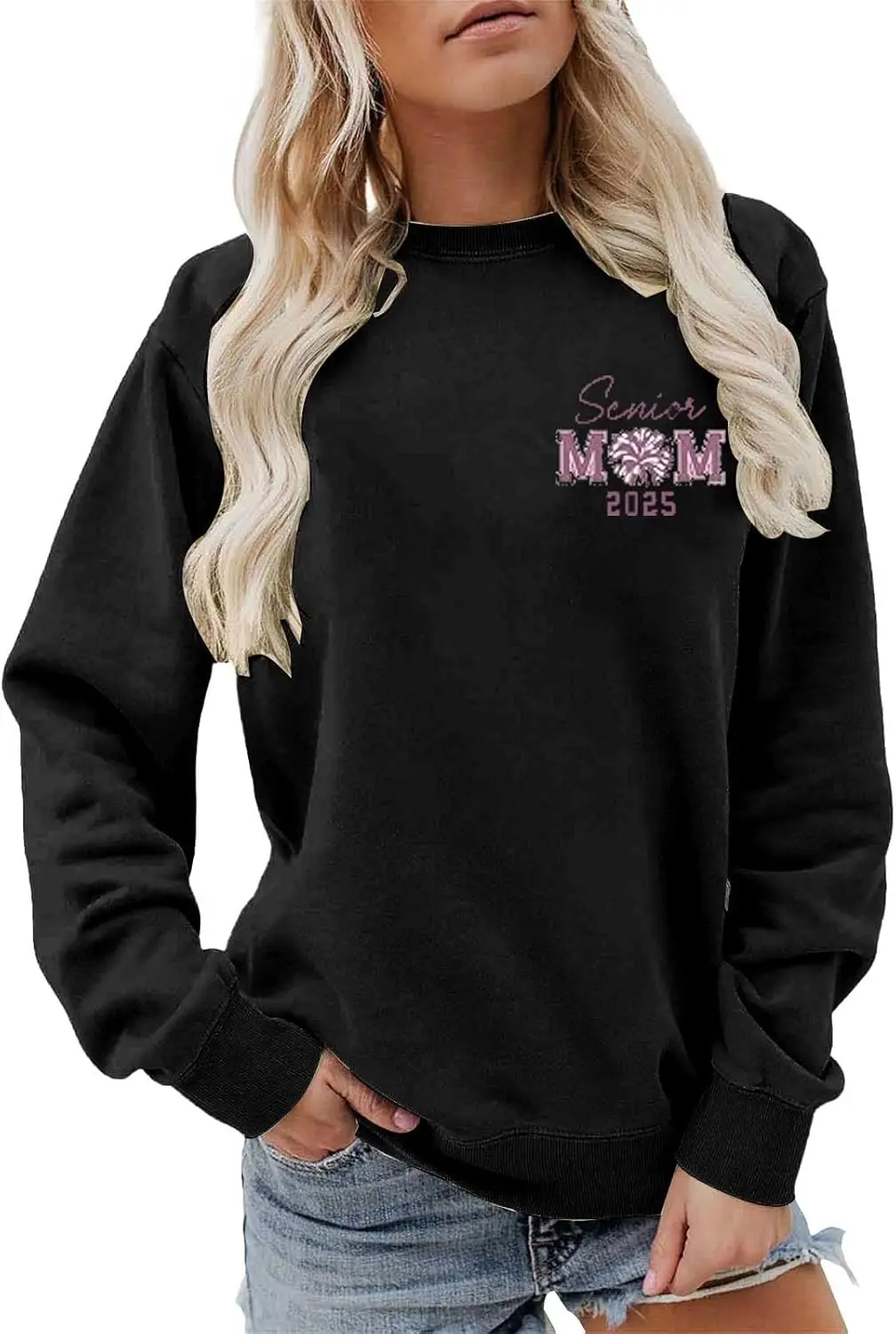 Sweatshirt for Women Plus Size Senior Mom Graduation Happy Fall Sweaters Crewneck Casual Long Sleeve Shirts Pullover