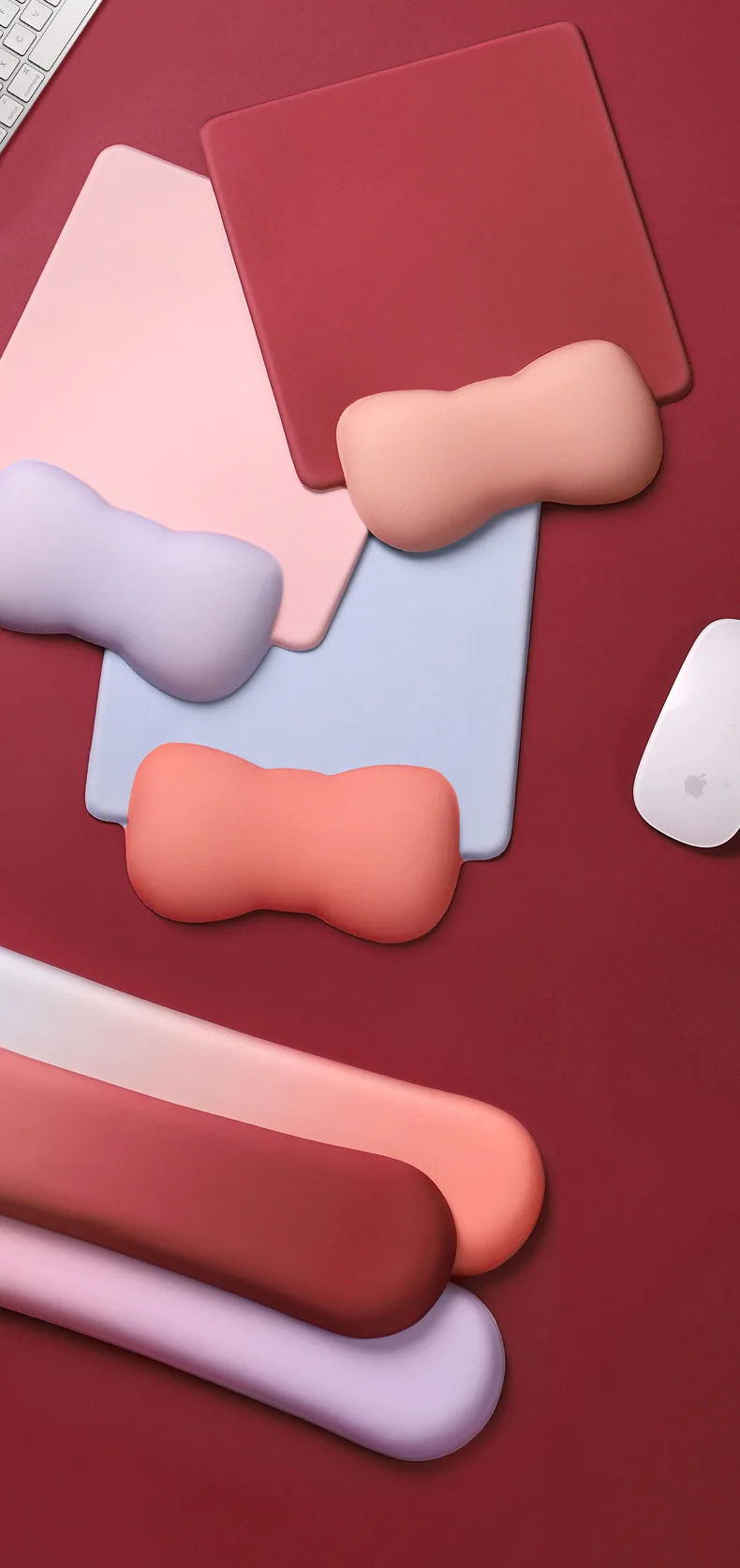 Silikon-Mauspad mit Farbverlauf und Handgelenkauflage, ergonomische Schreibtischunterlage für Büro und Gaming, 6 Farboptionen mit Farbverlauf – Detail 3