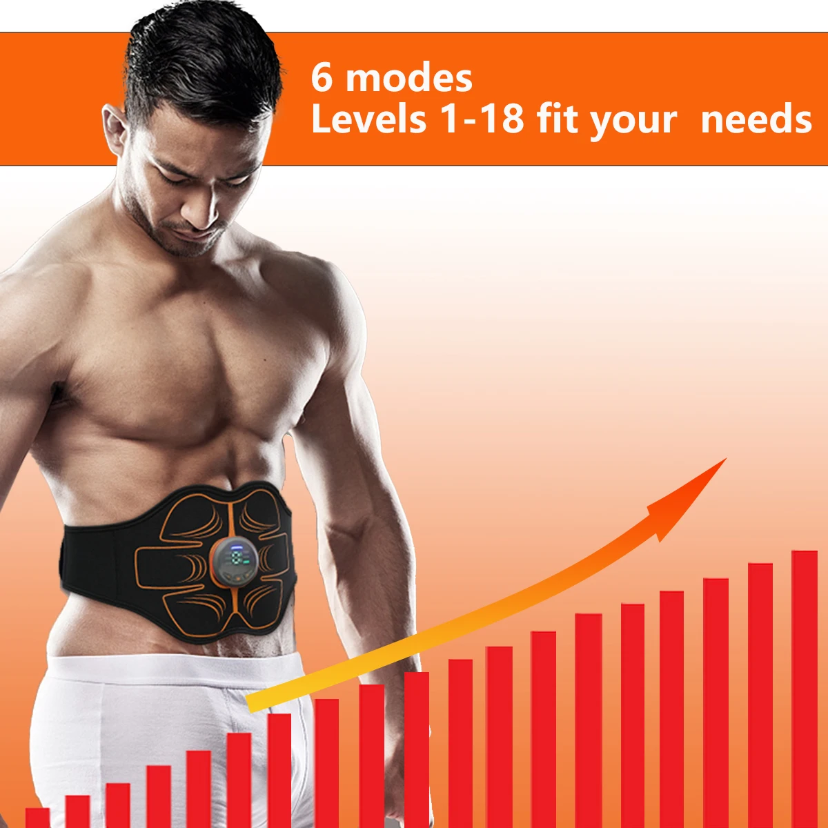 Woflend Rechargeable EMS Muscle Stimulator 6 Modes 18 Intensity Levels ABS Fitness Massage Training for Muscle Relaxation & Strengthening Ideal Gift
